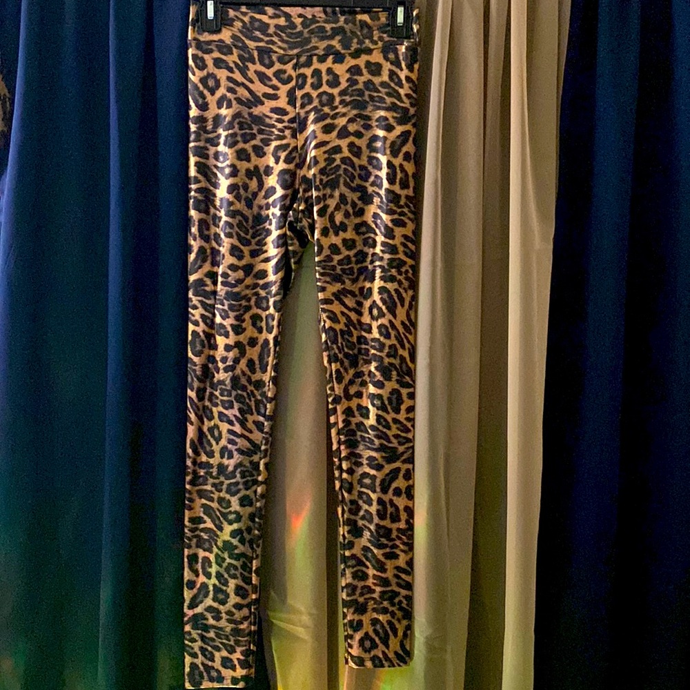 Gold Leopard Print Tights
